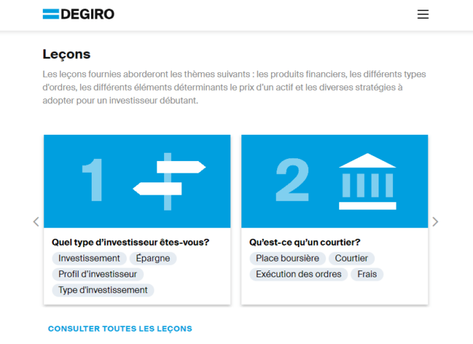 Aperçu de l'Académie DEGIRO