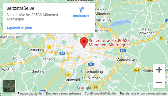 [Carte] Emplacement des bureaux de Scalable Capital à Munich (Allemagne)