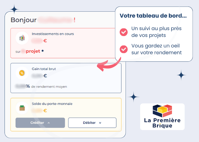 Votre tableau de bord dans l'espace investisseur sur La Première Brique