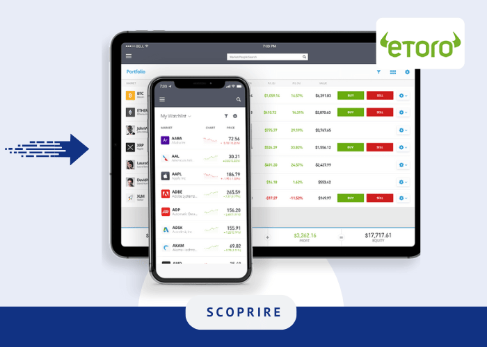 Visuale della piattaforma eToro