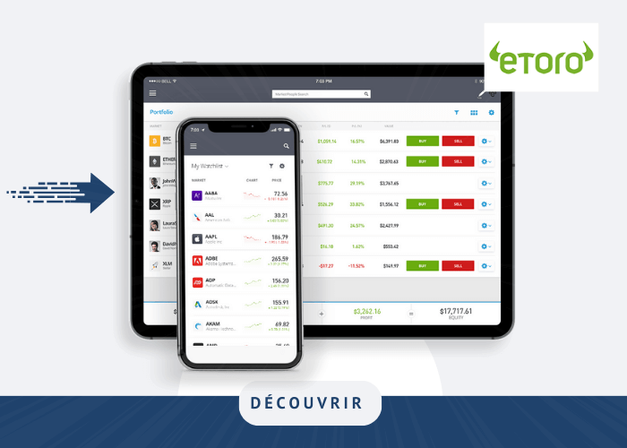 Visuel de la plateforme de trading eToro
