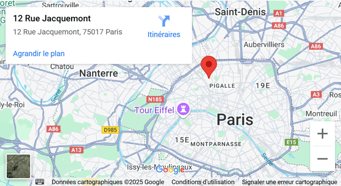 [Carte] Emplacement du siège d'Homunity à Paris 17
